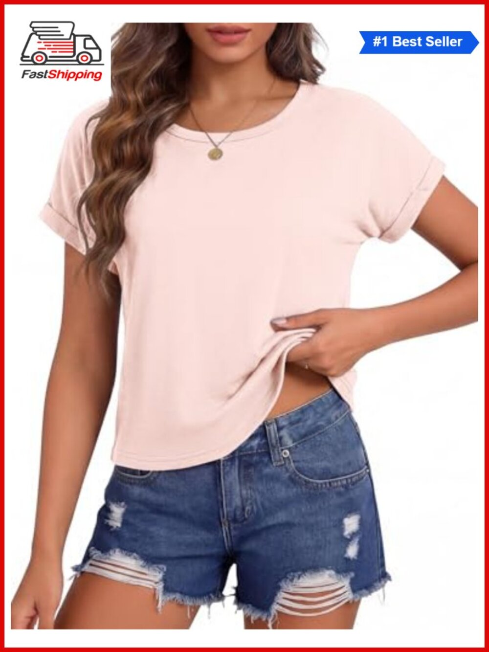 ✨ Womens Short Sleeve Crewneck Crop Top Boxy Tee Summer Casual Shirt